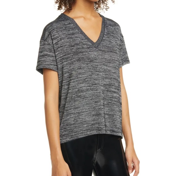 rag & bone Sweaters - rag & bone Hudson V-Neck Top in Black Heather Size Large